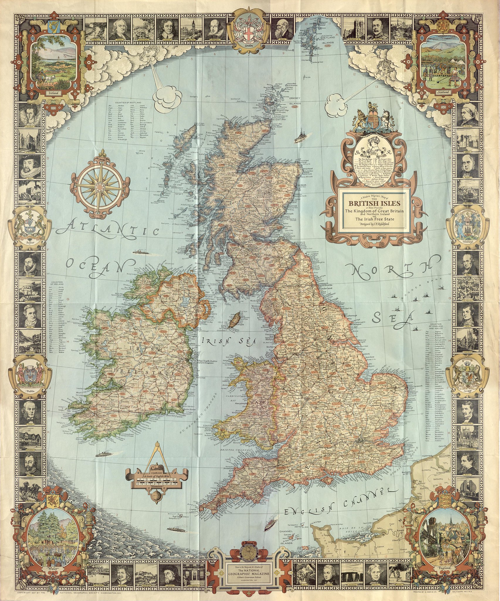 "A Modern Pilgrim's Map of The British Isles, or more precisely, The Kingdom of Great Britain 