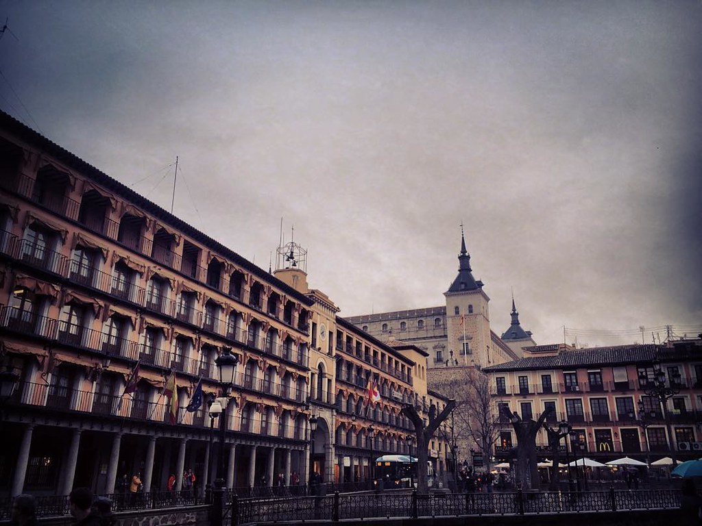 Plaza de Zocodover en un día de lluvia. Toledo