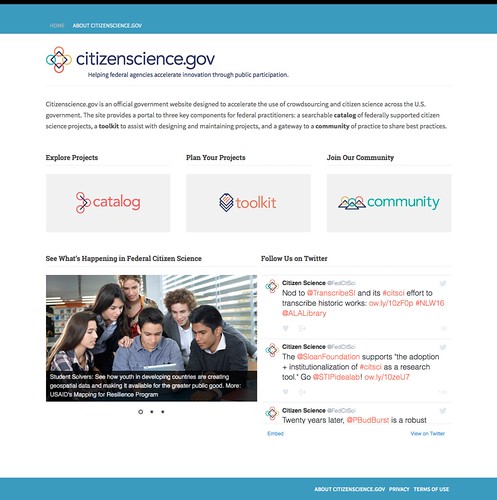 CitizenScience.gov homepage screenshot