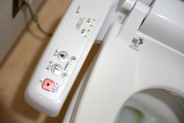Botonera de un inodoro de Japón donde se accionan los mandos del bicho
