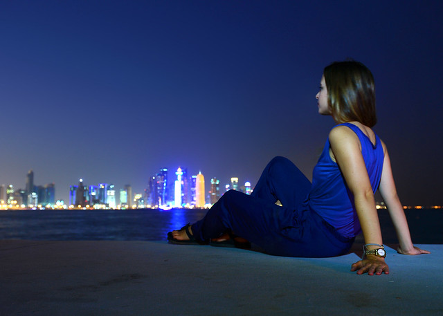 Esperando la hora mágica de Doha desde su Corniche