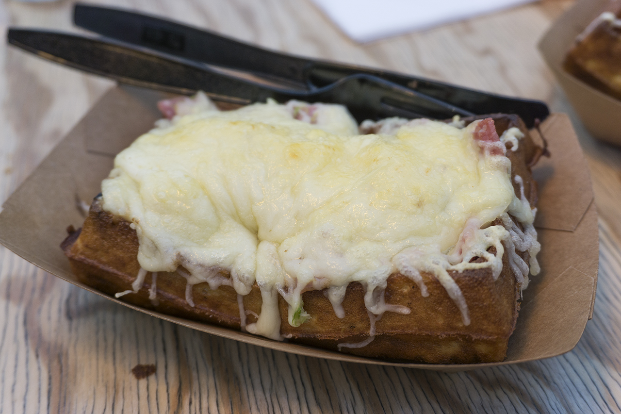Gluten free ham and emmental waffle from Yummy and Guilt Free in Paris