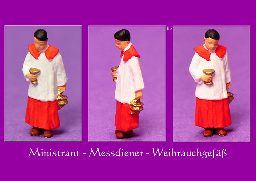 Ministrant Messdiener Weihrauch Weihrauchgefäß Kirche Figur H0 Modellbau Makrofotografie Kleine Welten ganz groß Foto Brigitte Stolle Mannheim 2016