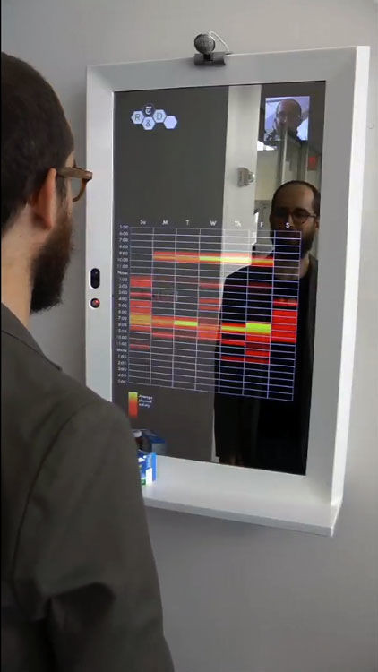 Mirror to Reveal the future, set the AR, voice-activated, somatosensory, face recognition, radio all in one