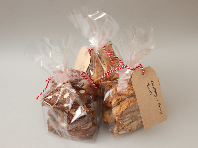 Biscotti packaged in cellophane bags