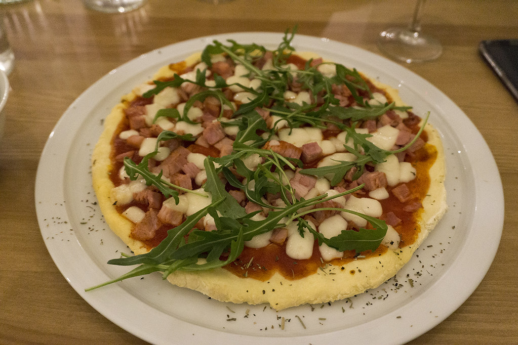 Gluten free ham and goat cheese pizza from My Free Kitchen in Paris, France