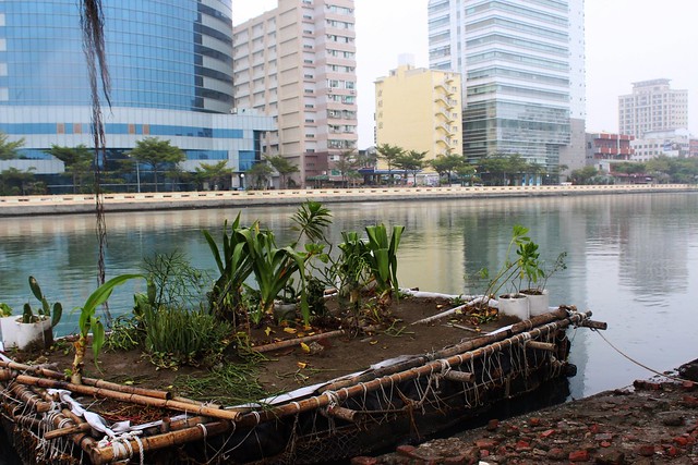 台南運河上的漂浮花園，來自成大水利及海洋工程系師生效法原住民智慧的洪災調適思維。攝影：廖靜蕙