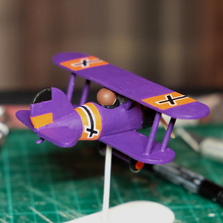 Painting a wooden toy bi-plane