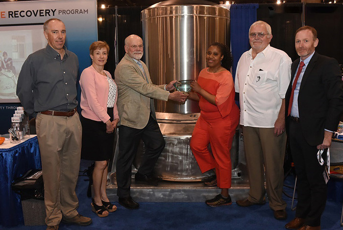 Pictured left to right: Mark Wald-Hopkins, LANL Subcontract Technical Representative; Becky Coel-Roback, LANL OSRP Program Manager; Jack Storton, Southeast Compact Commission; Temeka Taplin, NNSA Program Manager, Office of Radiological Security; Dave Parks, INL OSRP Program Manager; and John Zarling, current M&O contractor to ORS, INL.