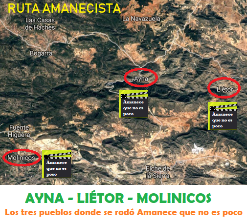 Mapa de la ruta de Amanece que no es poco en la Sierra del Segura y Alcaraz (Albacete)