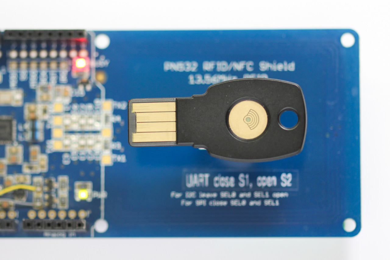 a U2F NFC token, presented over the Adafruit PN532 NFC shield