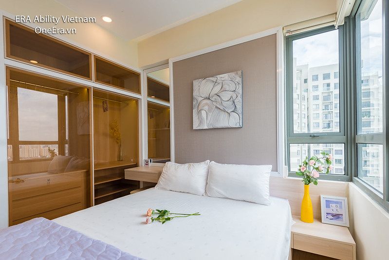 phòng ngủ Căn góc Masteri Thảo Điền tầng cao cho thuê dài hạn