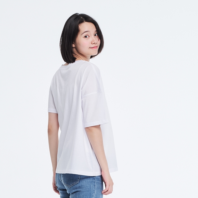 棉．麻 女 T 恤 白色 - 珠光棉不對稱TEE/純白