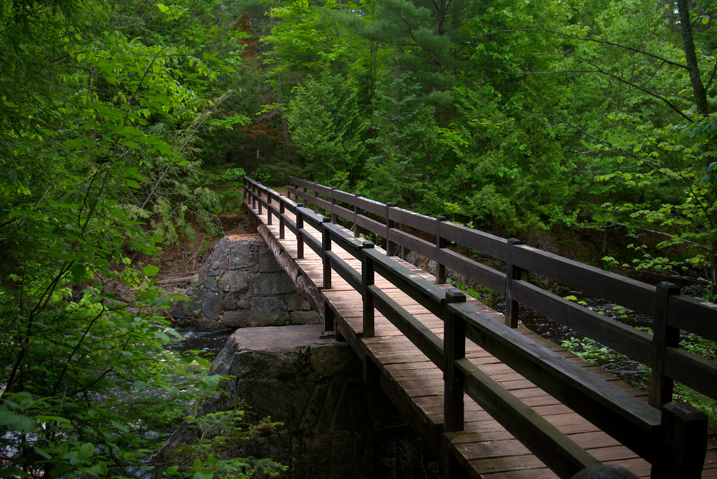 Doughboy Trail, Copper Falls State Park, Wisconsin, June 8, 2018. Photo shared as public domain on Pixabay and Flickr as “Doughboy Trail Foot Bridge.”