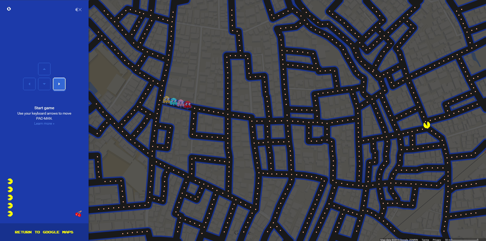 เล่น Pacman บน Google Maps