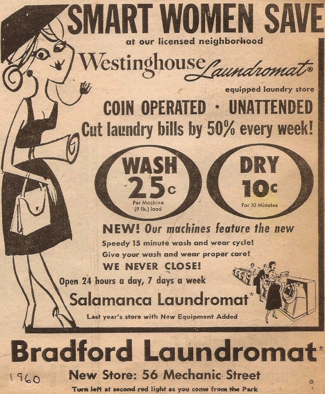 Bradford Laundromat - 56 Mechanic Street, Bradford Pennsylvania U.S.A. - 1960