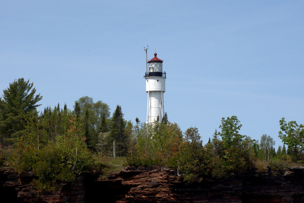 Devils Island Lighthouse, Apostle Islands National Lakeshore, Wisconsin, June 7, 2018. Photo shared as public domain on Pixabay and Flickr as “Devils Island Light.”