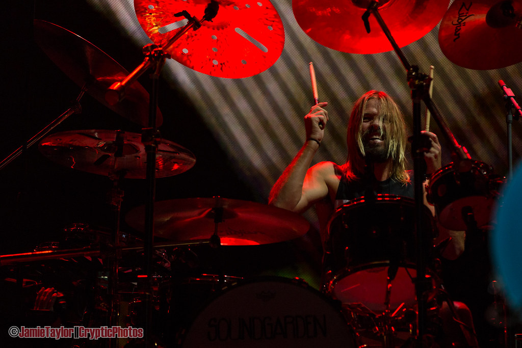 Drummer Taylor Hawkins of Foo Fighters performing at Rogers Arena in Vancouver, BC on September 8th, 2018