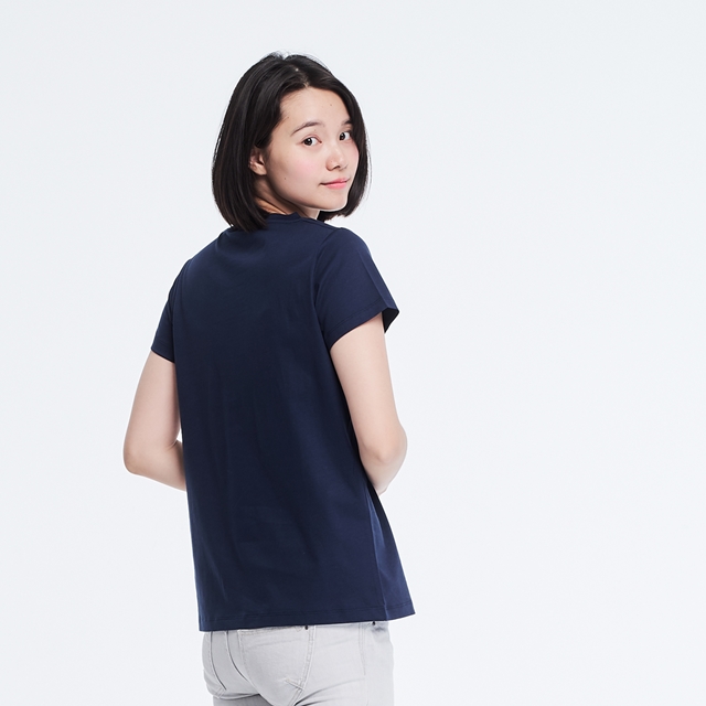 棉．麻 女 T 恤 藍色 - 珠光棉圓領TEE/深藍