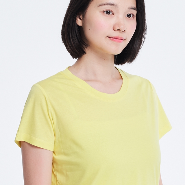 棉．麻 女 T 恤 黃色 - 珠光棉圓領TEE/蒲公英黃