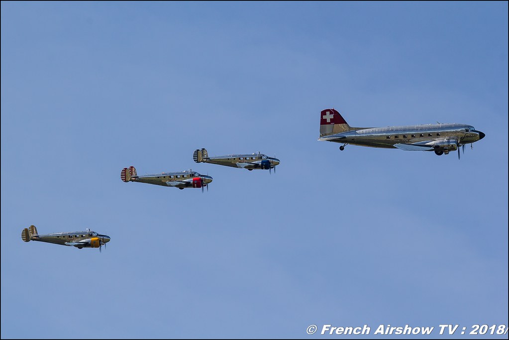 Classic Formation Swissair DC-3 Beech 18 Dittinger Flugtage 2018 Canon Sigma France contemporary lens Meeting Aerien 2018