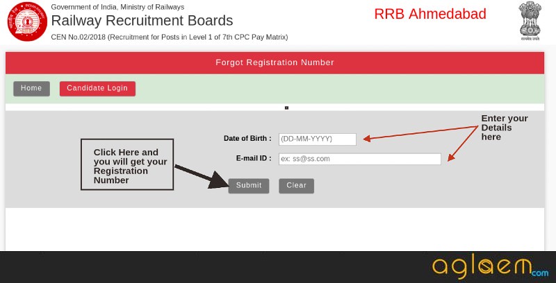 RRB Group D Registration Number Forgot 2018
