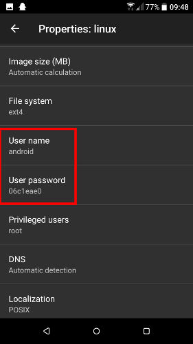 install-linux-deploy-android-user-name-password