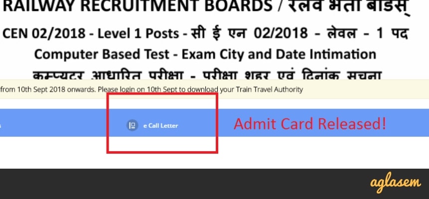 RRB Group D Admit Card 2018 Live Updates