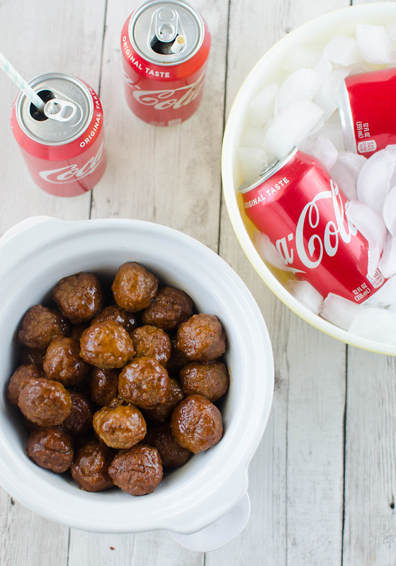Slow Cooker Coca-Cola BBQ Meatballs - 3 ingredient sweet and spicy meatballs made in the slow cooker! Perfect for tailgating or a weeknight dinner!