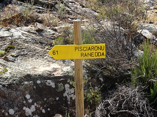 Panneaux PR6 en haut de la montée de Ranuchjaghja sur la piste de Luviu