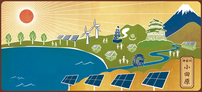 小田原報德公司的宣傳主視覺，可看出在追求發展再生能源同時，對歷史及在地連結的關注 (資料來源：小田原報德公司)