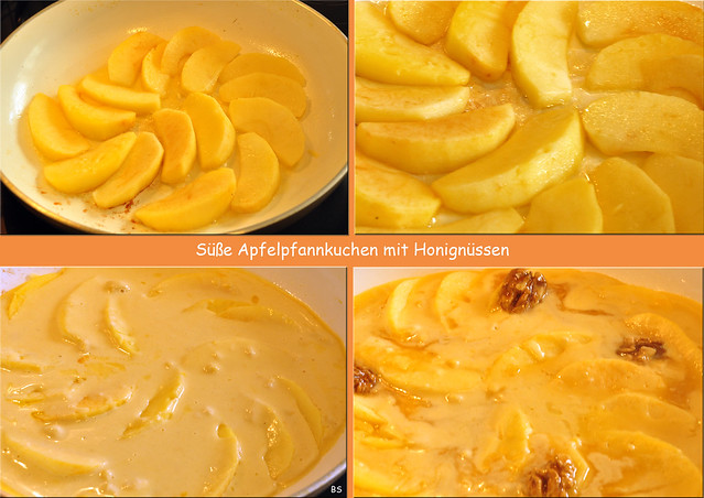 Süße Apfelpfannkuchen mit Honignüssen - Fotocollage: Brigitte Stolle