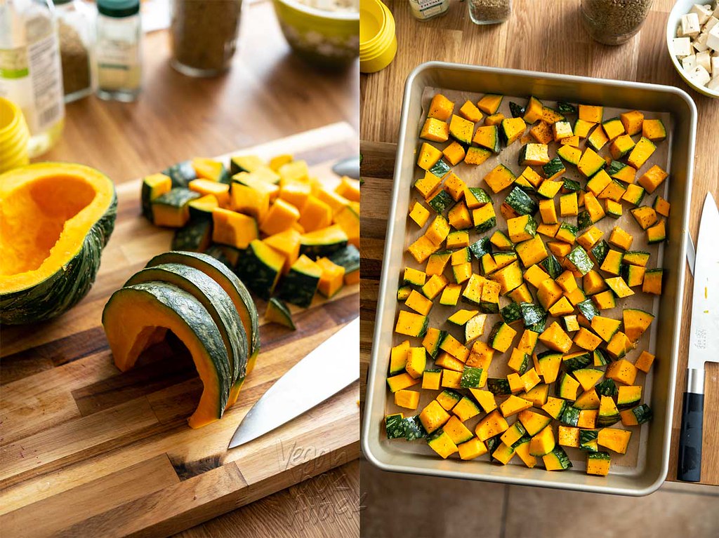 To ring in the season, I've brought a squash recipe to the table! This Kabocha Squash Feta Salad is booming with flavor and color. #vegan #glutenfree #nutfree