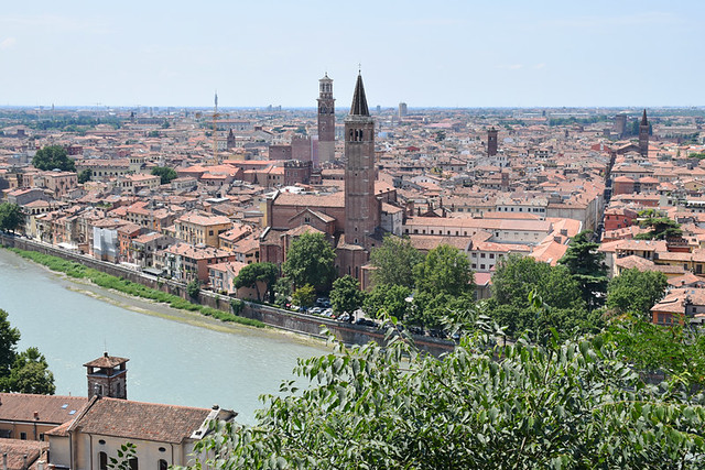 View from across the river, Verona, Italy