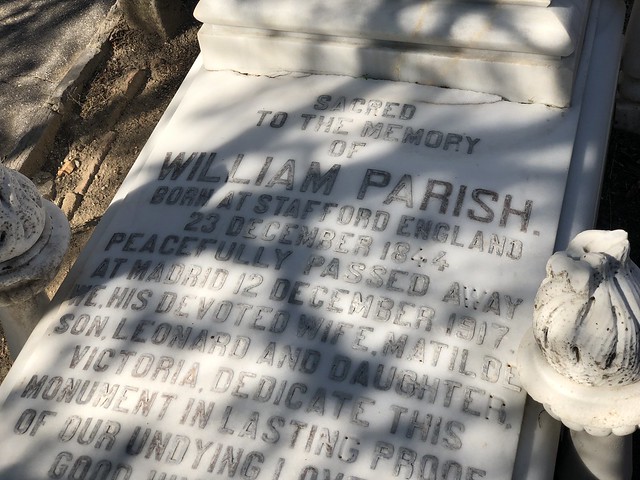 Tumba de William Parish en el Cementerio británico de Carabanchel (Madrid)