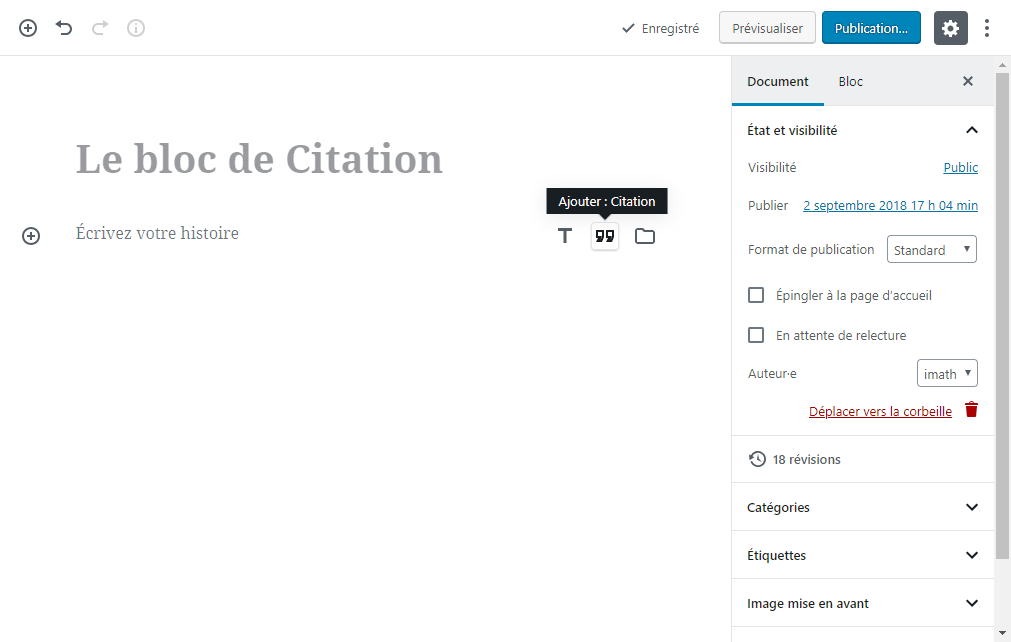 Bloc Citation Ajouter