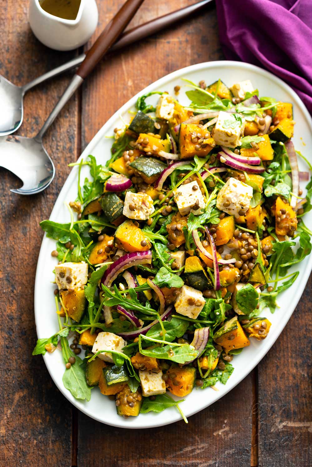 To ring in the season, I've brought a squash recipe to the table! This Kabocha Squash Feta Salad is booming with flavor and color. #vegan #glutenfree #nutfree