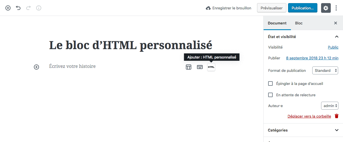 Insérer HTML personnalisé
