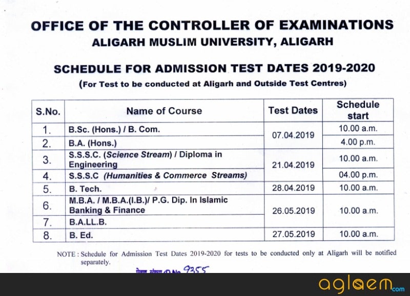 AMU 2019 SSSC Exam on 21 Apr 2019