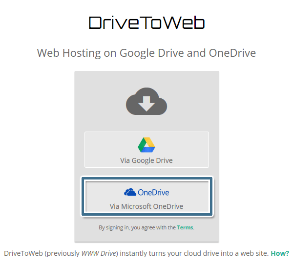 在 DriveToWeb 網站點擊 [OneDrive]
