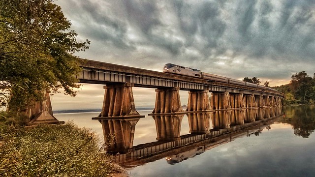 Train crossing the Potomac River on railway bridge at Leesylvania State Park. Image Source: Jenna Conner-Harris