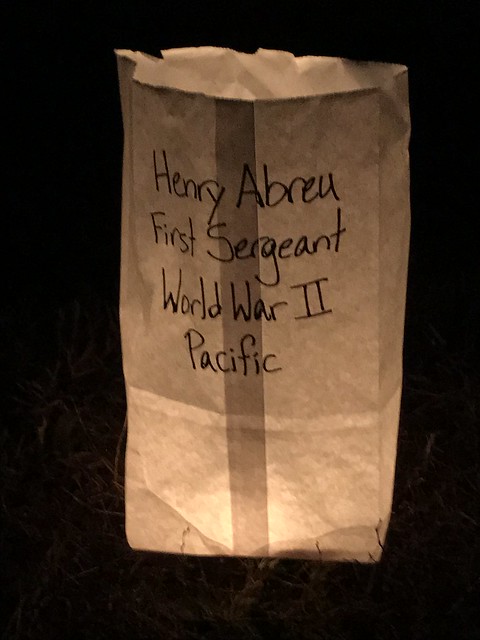 Here, a personal dedication for a loved one long lost but not forgotten. We remember American Veterans of all wars at this moving luminary event at Sailor's Creek Battlefield State Park, Va.