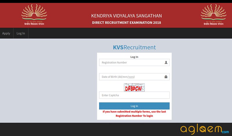 login window to download the admit card