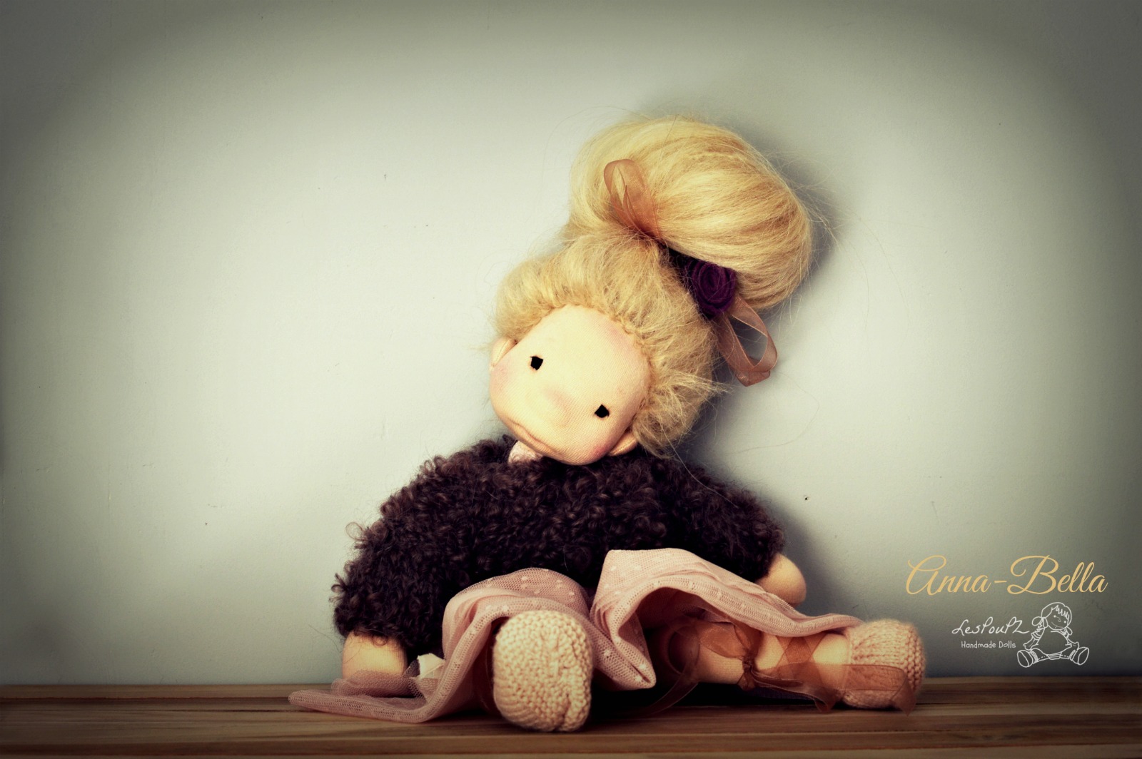 Anna-Bella, 13 inches, Natural Fiber Art Doll by LesPouPZ