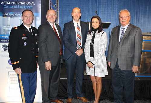 Pictured, from left, are Col. Eric Rannow, Christopher B. Roberts, Todd Watkins, Christie Finley and John Vickers.