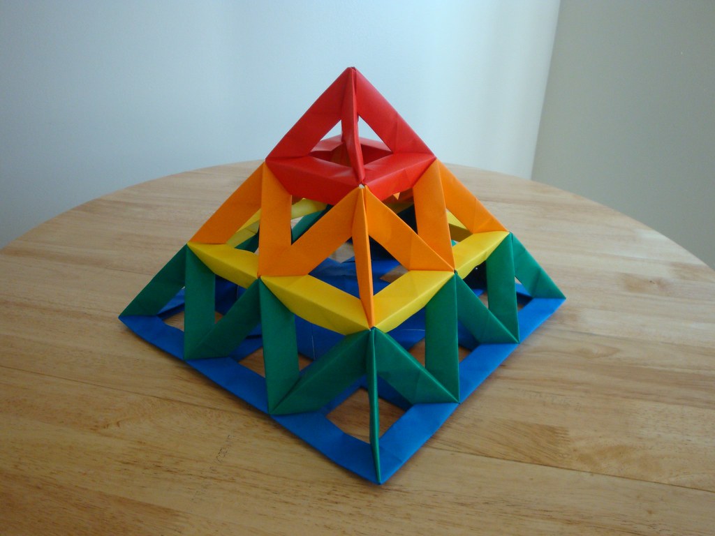 Open Frame Unit 3x3 Pyramid 2 (Modular Origami) The Final… Flickr