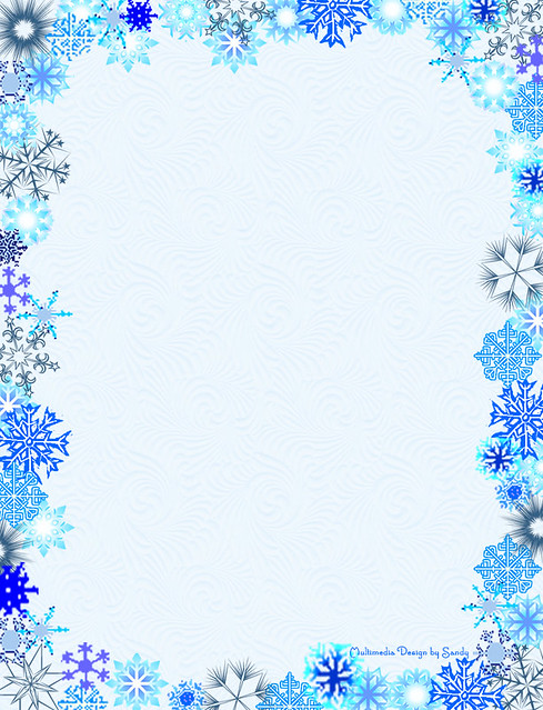 Snow in Blues Stationery For free printable size go to my Flickr