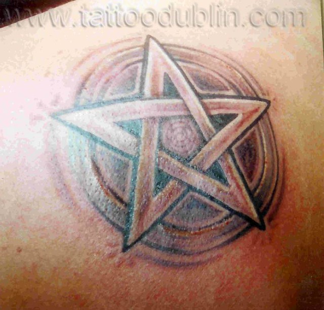 Pentagram tattoo  cool black and shade pentagram style 