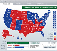 Trevor's Election Predictions: Obama 353 McCain 185