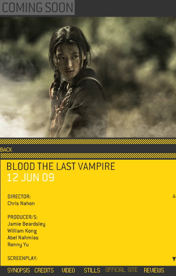 090131 - 真人電影版『Blood: The Last Vampire 最後的吸血鬼』目前只有確定在英、法上映，其他國家的首映日仍遙遙無期
